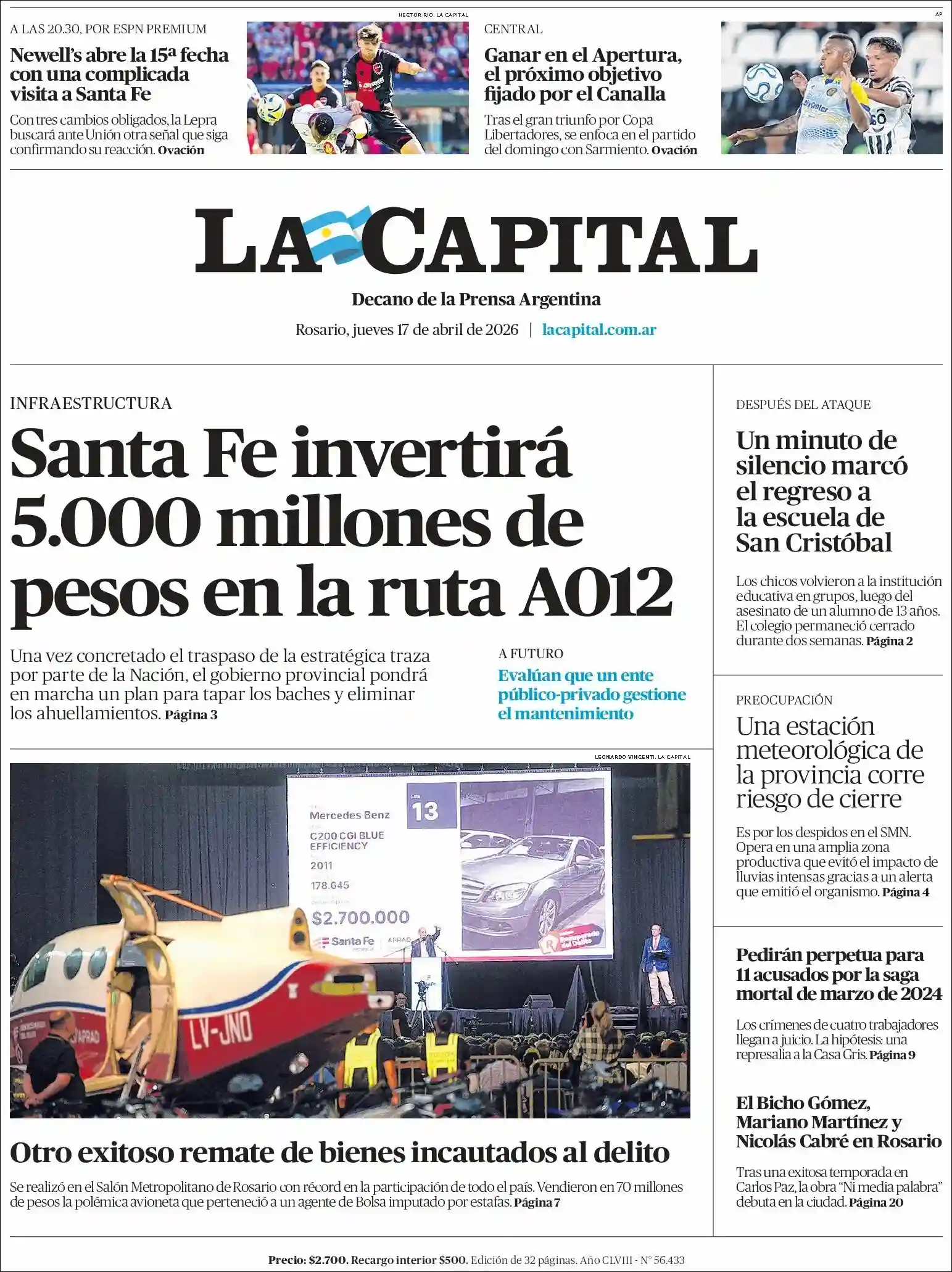 Estudios Max | JAM WEB - Tapa del diario La Capital Rosario