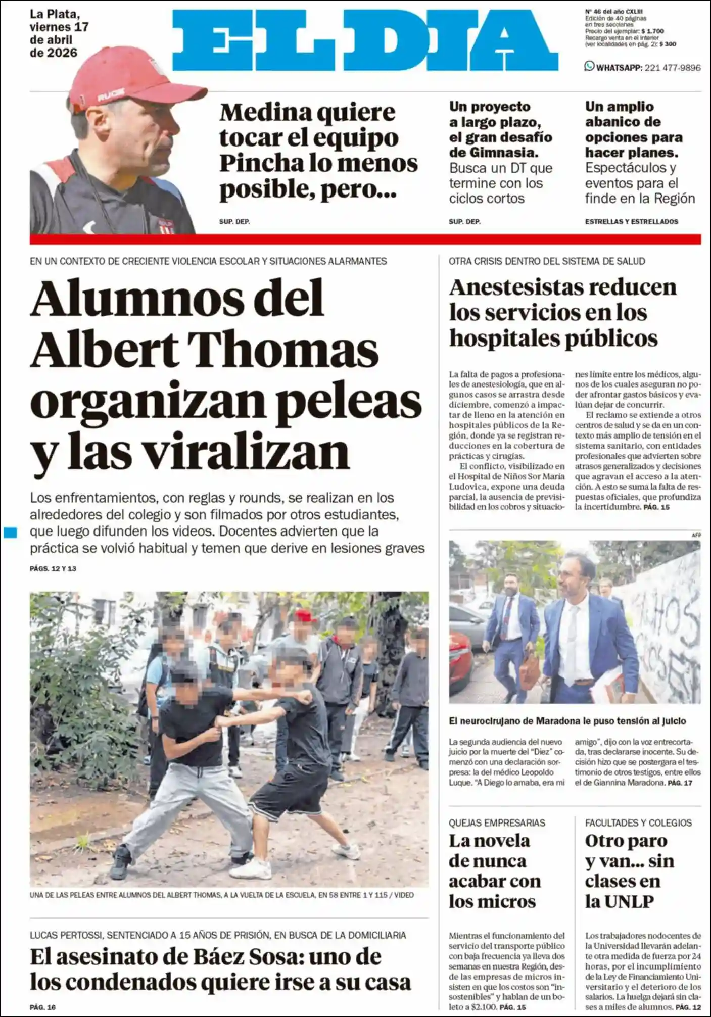 Estudios Max | JAM WEB - Tapa del diario El Dia