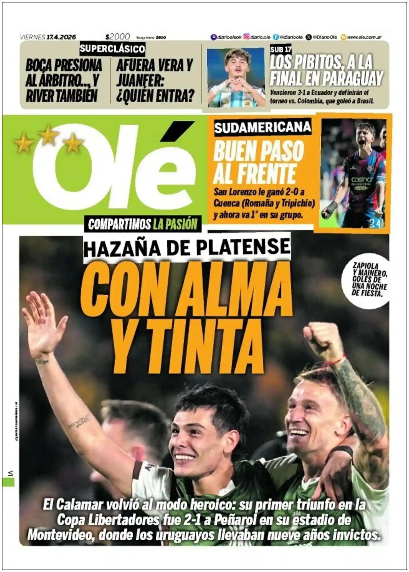 Estudios Max | JAM WEB - Tapa del diario Ole