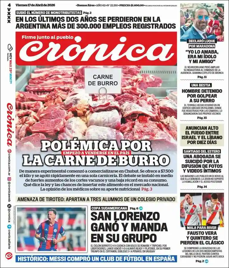 Estudios Max | JAM WEB - Tapa del diario Crónica